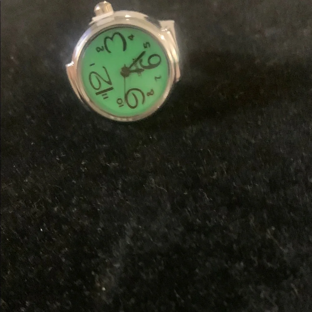Silver Ring Watch with Green Face - Picture 2 of 4
